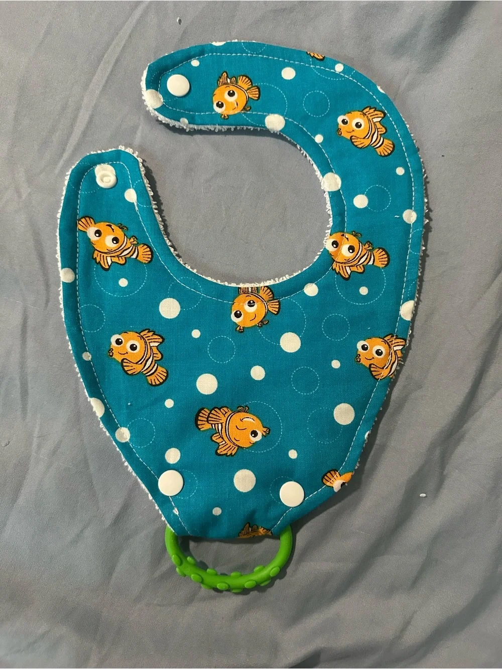 Handmade Finding Nemo bib with ring